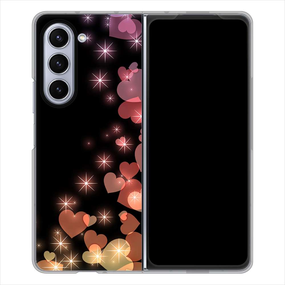 Galaxy Z Fold5 SCG22 au 高画質仕上げ 背面印刷 ハードケースきらめきハート