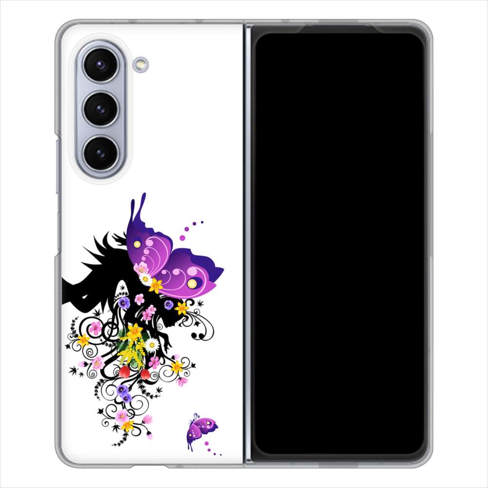 Galaxy Z Fold5 SCG22 au 高画質仕上げ 背面印刷 ハードケースバタフライ