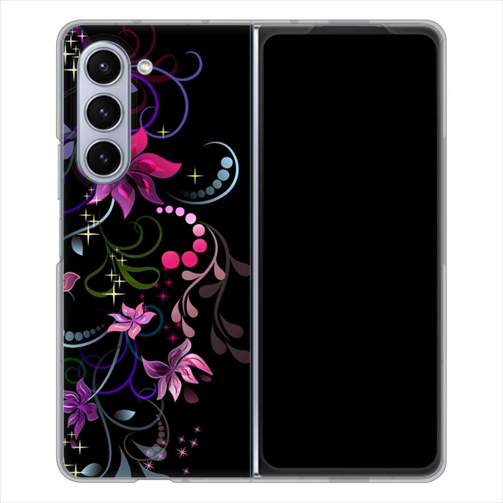 Galaxy Z Fold5 SCG22 au 高画質仕上げ 背面印刷 ハードケース 【263 闇に浮かぶ華】