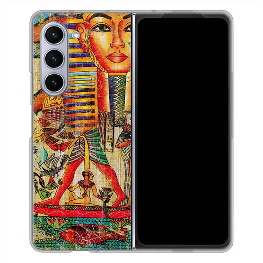 Galaxy Z Fold5 SCG22 au 高画質仕上げ 背面印刷 ハードケース 【329 ナイル ツタンカーメン】