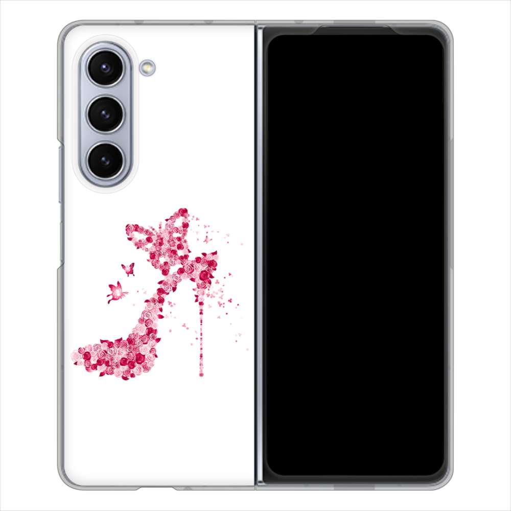 Galaxy Z Fold5 SCG22 au 高画質仕上げ 背面印刷 ハードケース 【387 薔薇のハイヒール】