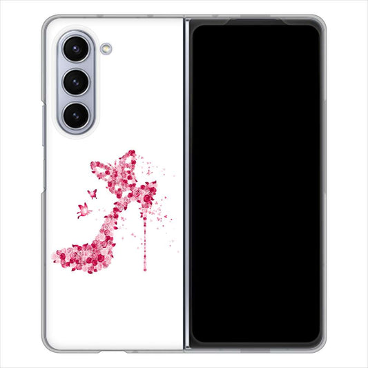 Galaxy Z Fold5 SCG22 au 高画質仕上げ 背面印刷 ハードケース 【387 薔薇のハイヒール】