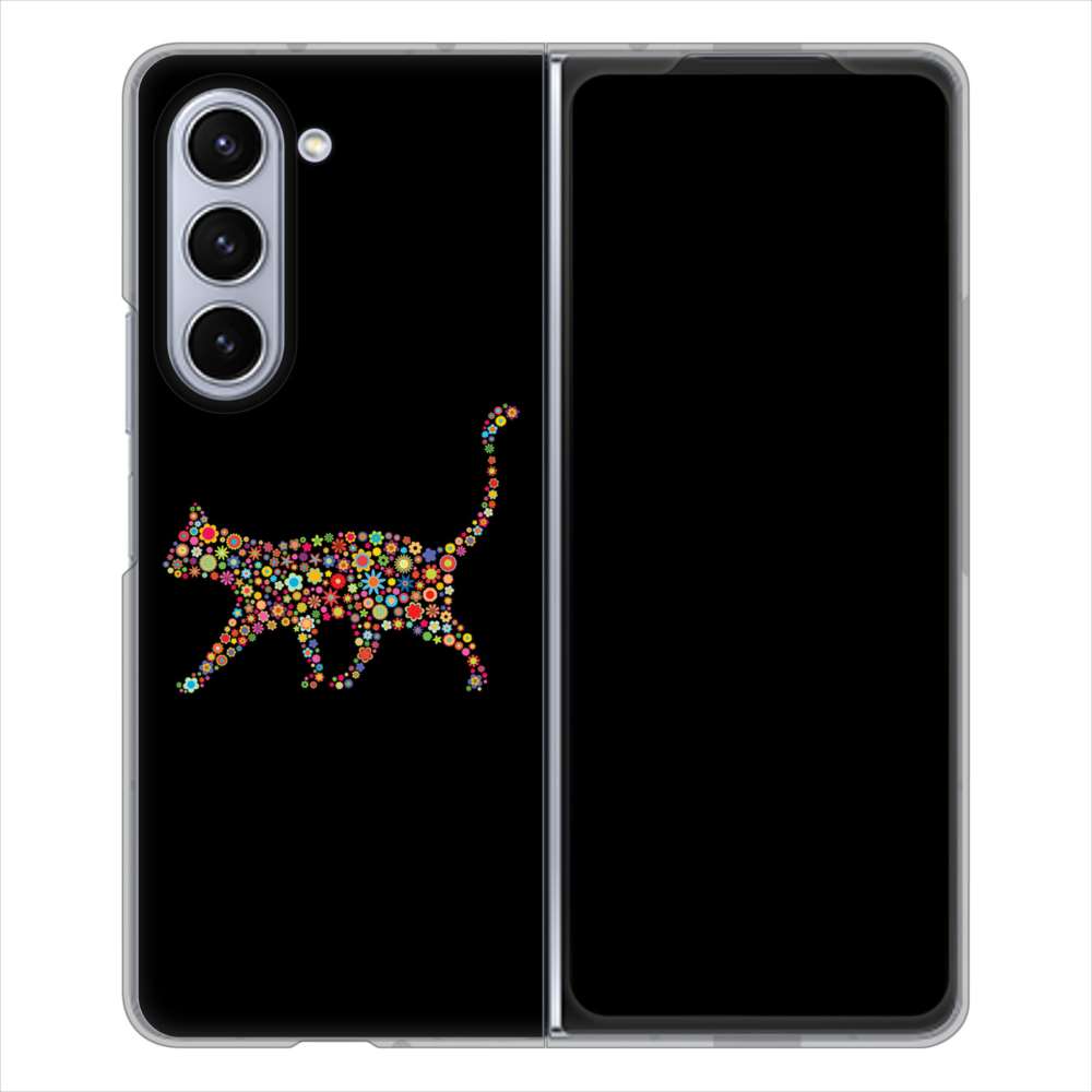 Galaxy Z Fold5 SCG22 au 高画質仕上げ 背面印刷 ハードケース 【406 カラフルキャット】