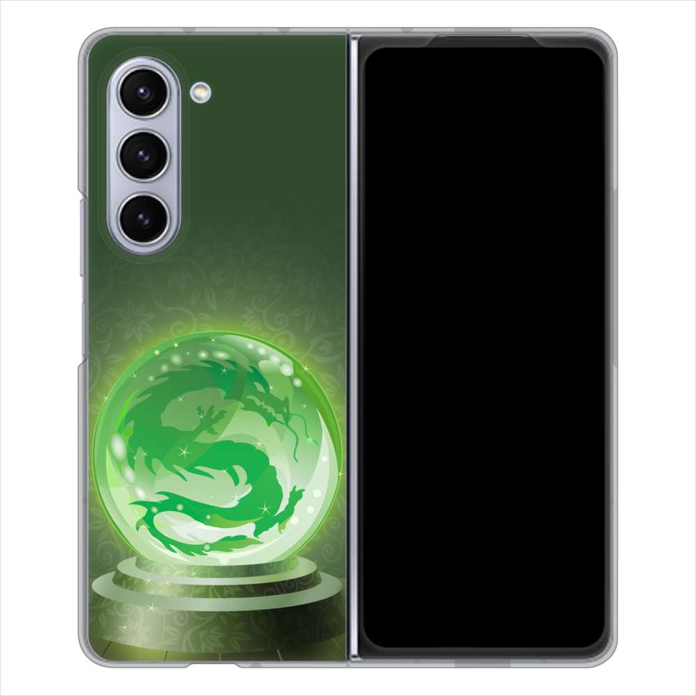 Galaxy Z Fold5 SCG22 au 高画質仕上げ 背面印刷 ハードケース 【439 水晶に浮かぶ龍】