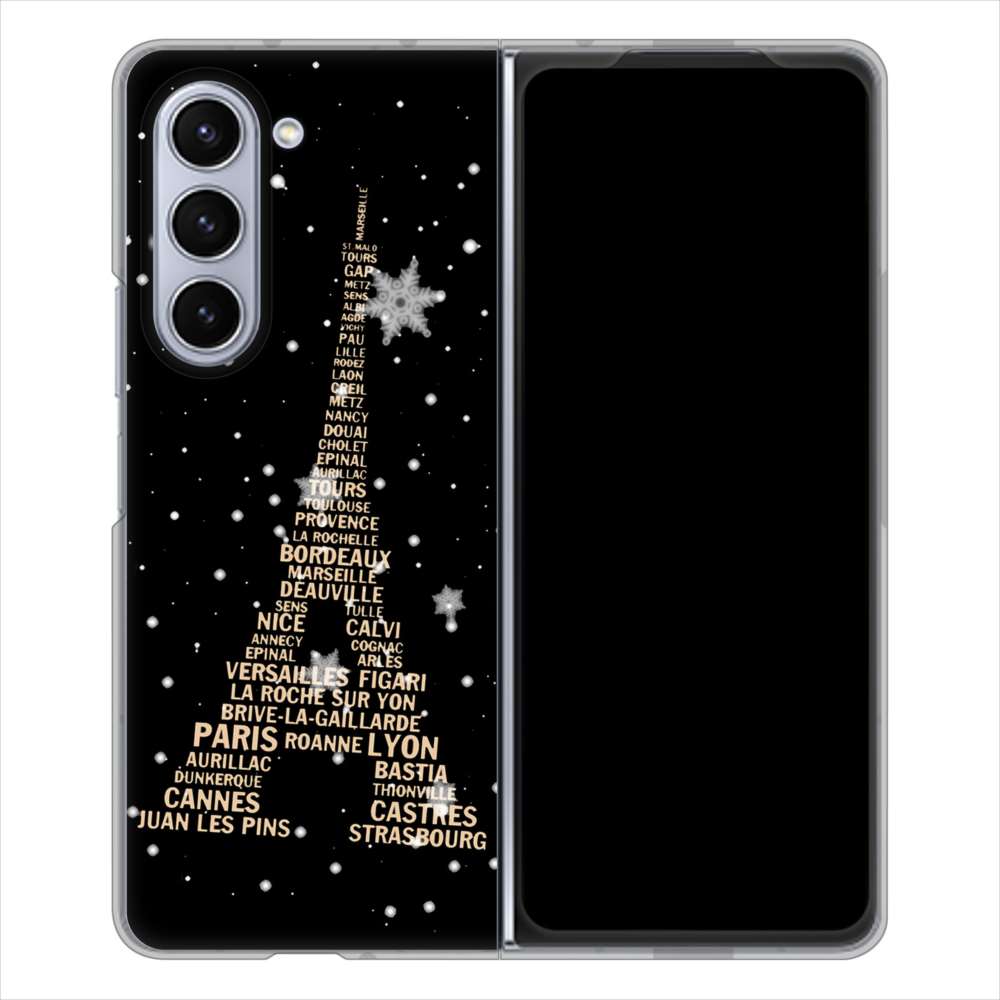 Galaxy Z Fold5 SCG22 au 高画質仕上げ 背面印刷 ハードケースエッフェル塔