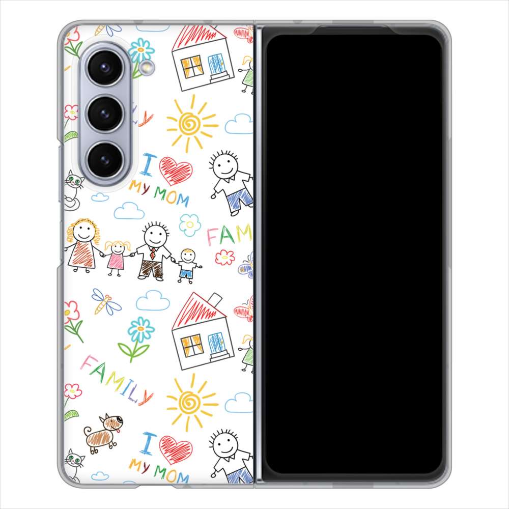 Galaxy Z Fold5 SCG22 au 高画質仕上げ 背面印刷 ハードケースカップル&ファミリー