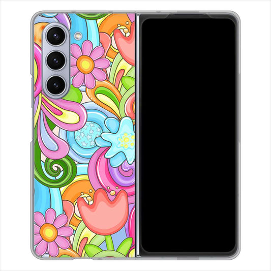 Galaxy Z Fold5 SCG22 au 高画質仕上げ 背面印刷 ハードケース 【713 ミラクルフラワー】