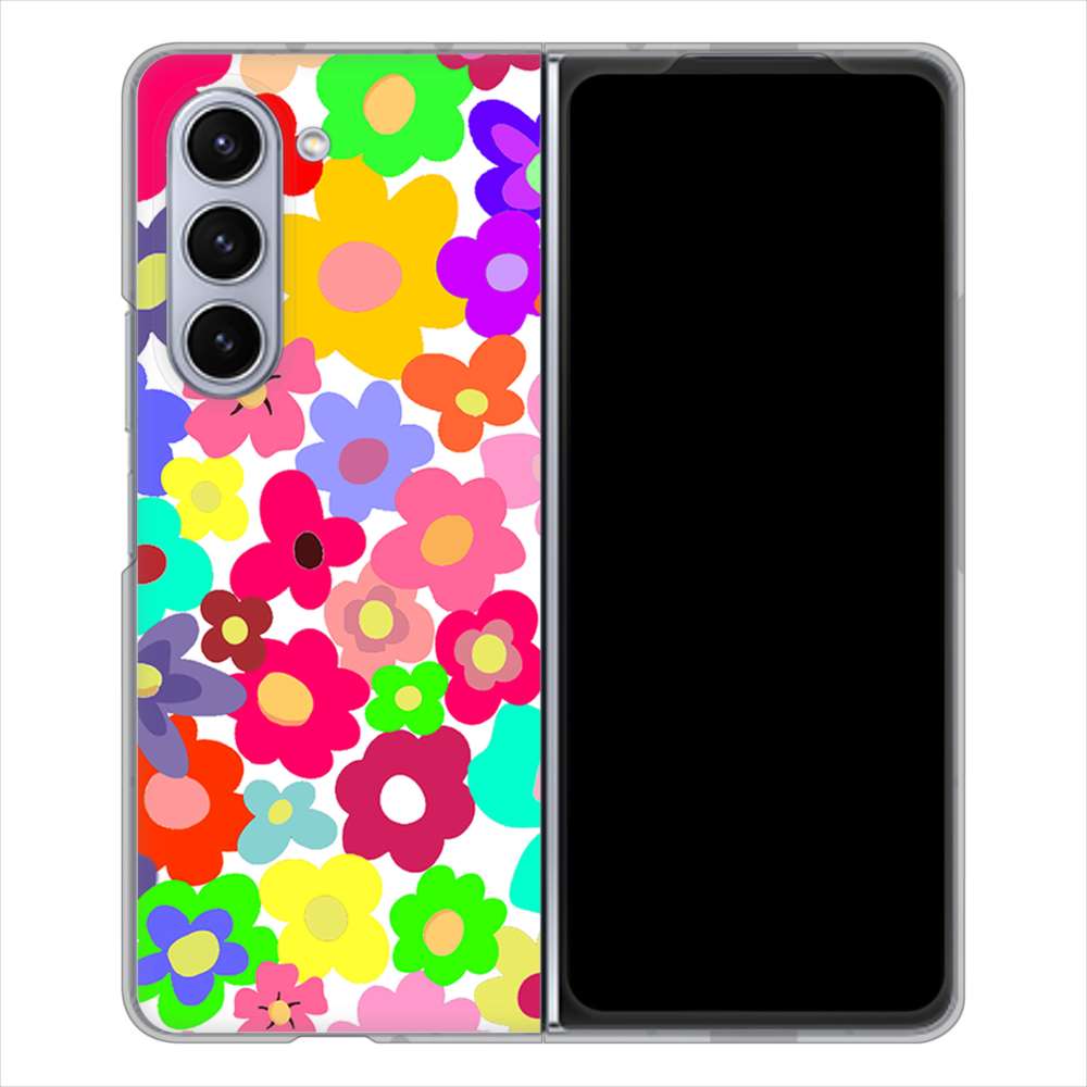 Galaxy Z Fold5 SCG22 au 高画質仕上げ 背面印刷 ハードケースルーズフラワー