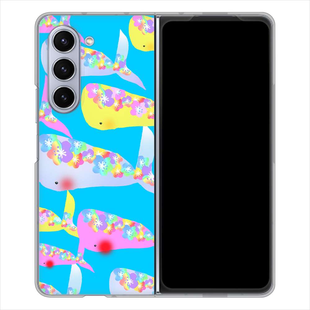 Galaxy Z Fold5 SCG22 au 高画質仕上げ 背面印刷 ハードケース 【1045 くじらの仲間】