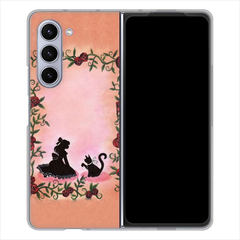Galaxy Z Fold5 SCG22 au 高画質仕上げ 背面印刷 ハードケースお姫様とネコ