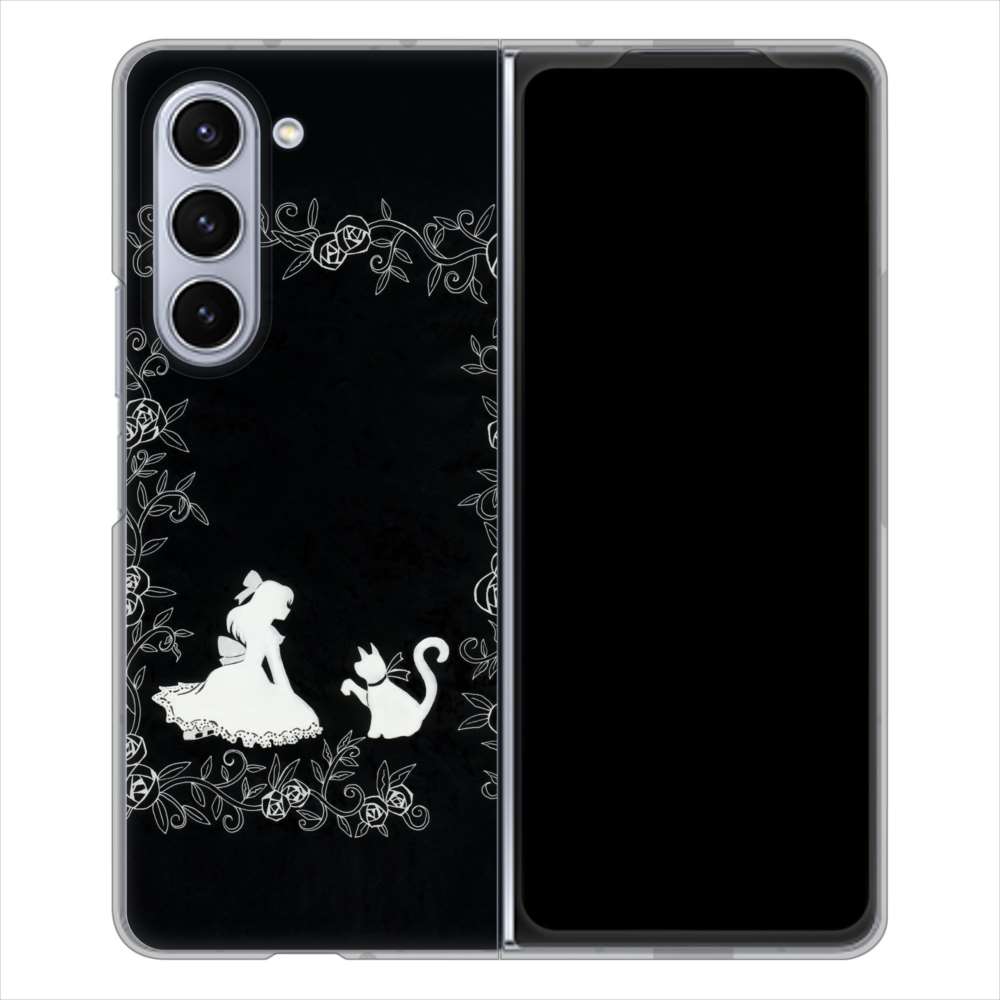 Galaxy Z Fold5 SCG22 au 高画質仕上げ 背面印刷 ハードケースお姫様とネコ