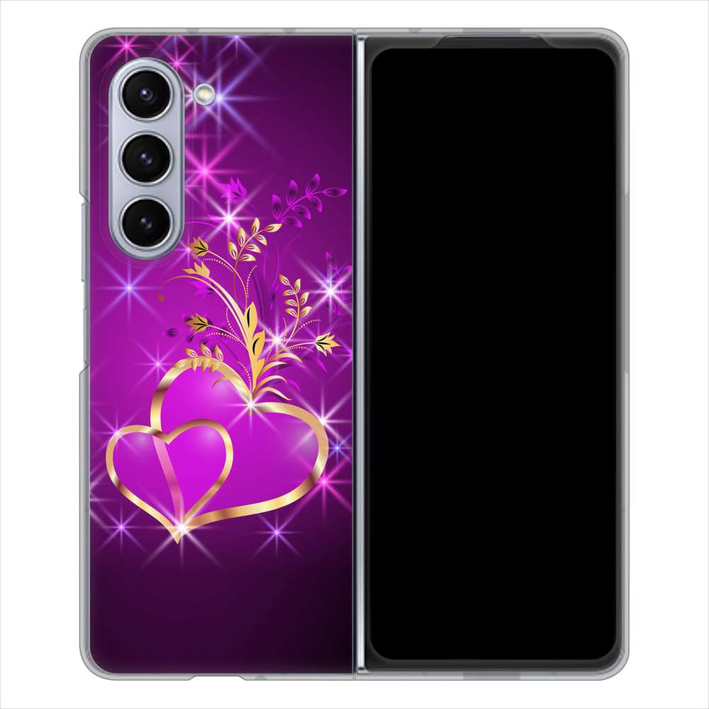 Galaxy Z Fold5 SCG22 au 高画質仕上げ 背面印刷 ハードケースきらめきハート