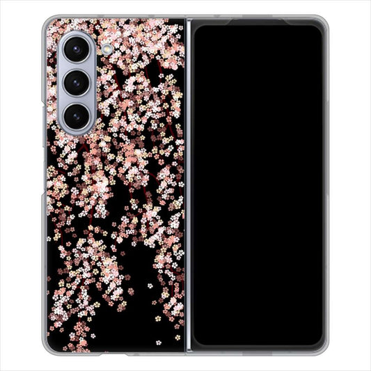 Galaxy Z Fold5 SCG22 au 高画質仕上げ 背面印刷 ハードケース 【1244 しだれ桜】