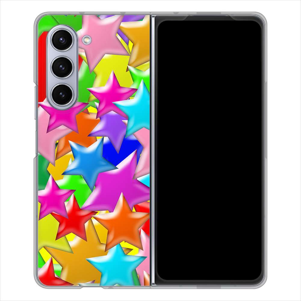 Galaxy Z Fold5 SCG22 au 高画質仕上げ 背面印刷 ハードケース 【1293 ランダムスター】