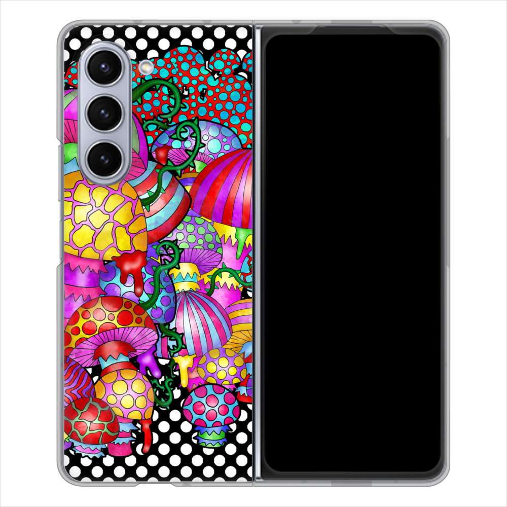 Galaxy Z Fold5 SCG22 au 高画質仕上げ 背面印刷 ハードケースむかいあぐる きのこ