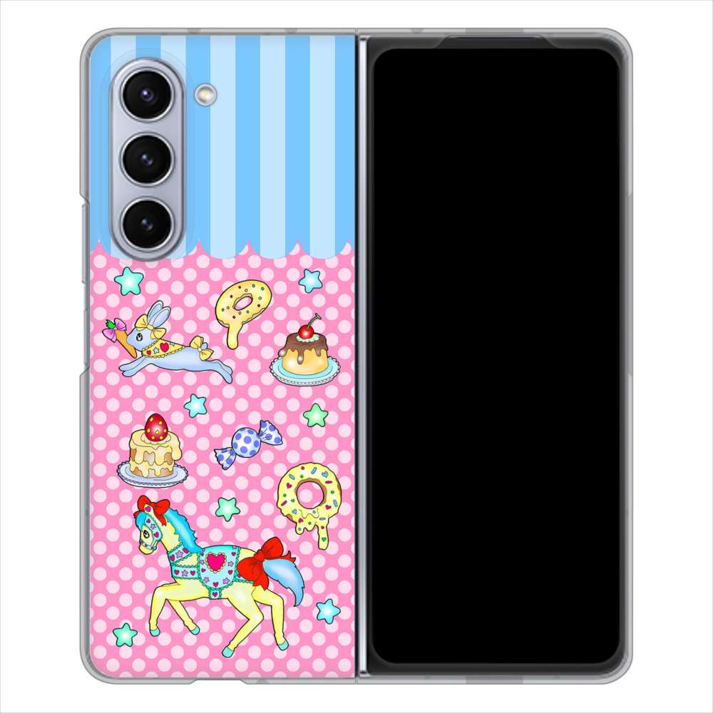 Galaxy Z Fold5 SCG22 au 高画質仕上げ 背面印刷 ハードケースむかいあぐる メリーゴーランド