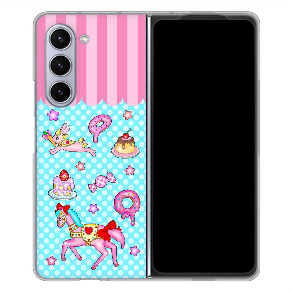 Galaxy Z Fold5 SCG22 au 高画質仕上げ 背面印刷 ハードケースむかいあぐる メリーゴーランド