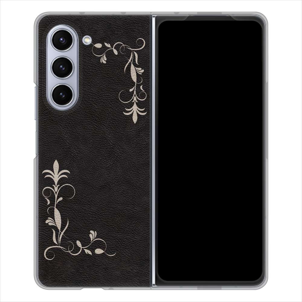 Galaxy Z Fold5 SCG22 au 高画質仕上げ 背面印刷 ハードケース 【EK825 レザー風グラスフレーム】
