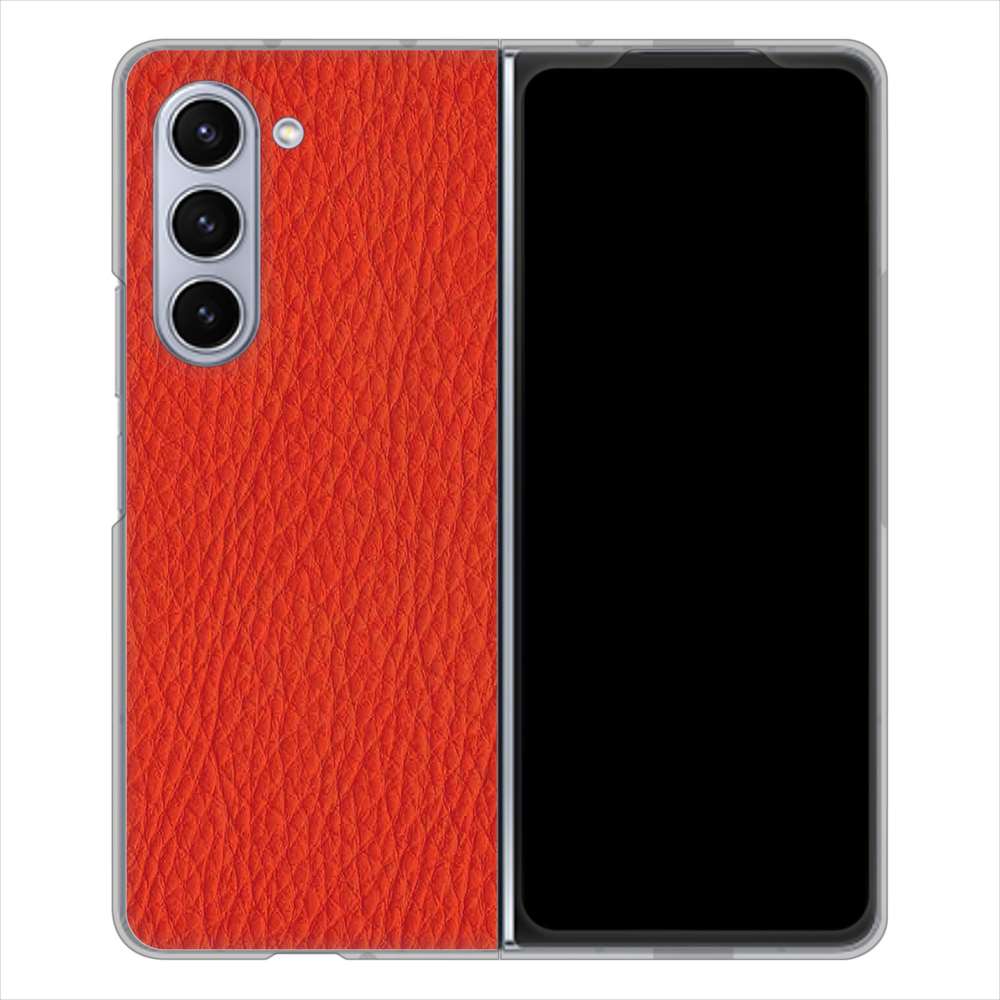 Galaxy Z Fold5 SCG22 au 高画質仕上げ 背面印刷 ハードケース 【EK852 レザー風レッド】