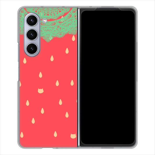 Galaxy Z Fold5 SCG22 au 高画質仕上げ 背面印刷 ハードケース 【MI800 strawberry ストロベリー】