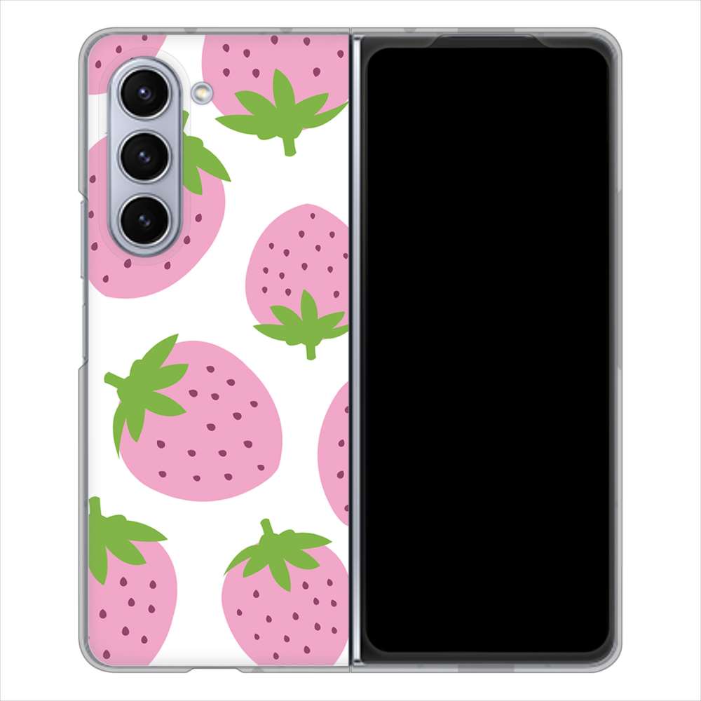 Galaxy Z Fold5 SCG22 au 高画質仕上げ 背面印刷 ハードケース大きいイチゴ模様