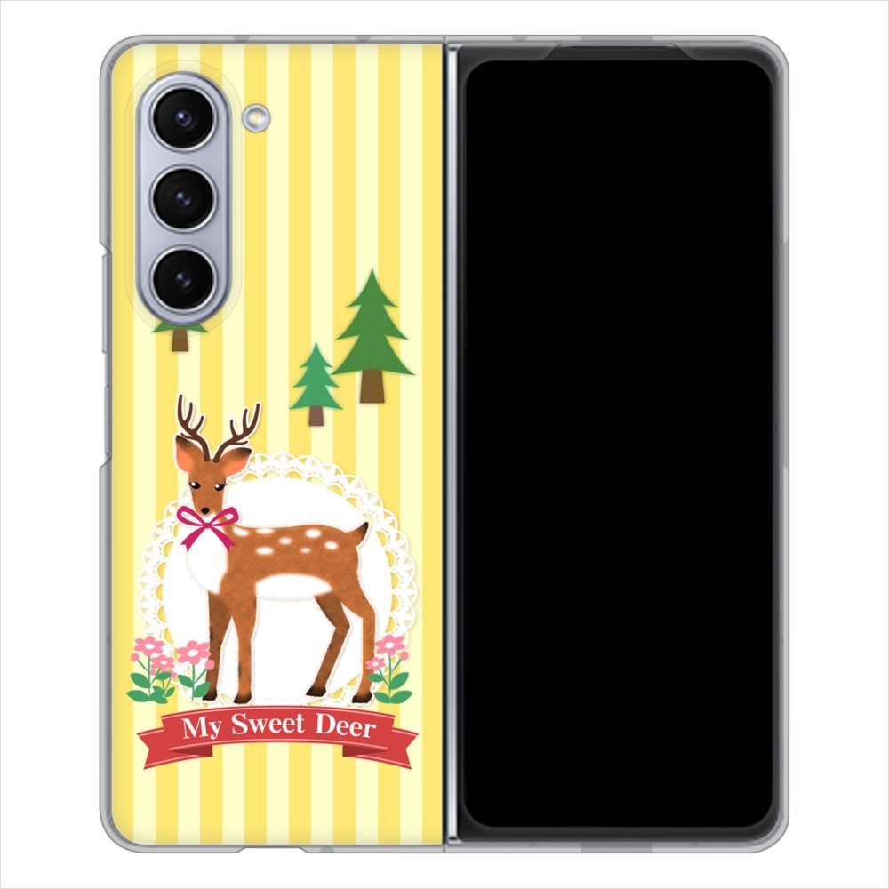 Galaxy Z Fold5 SCG22 au 高画質仕上げ 背面印刷 ハードケース 【SC826 森の鹿】
