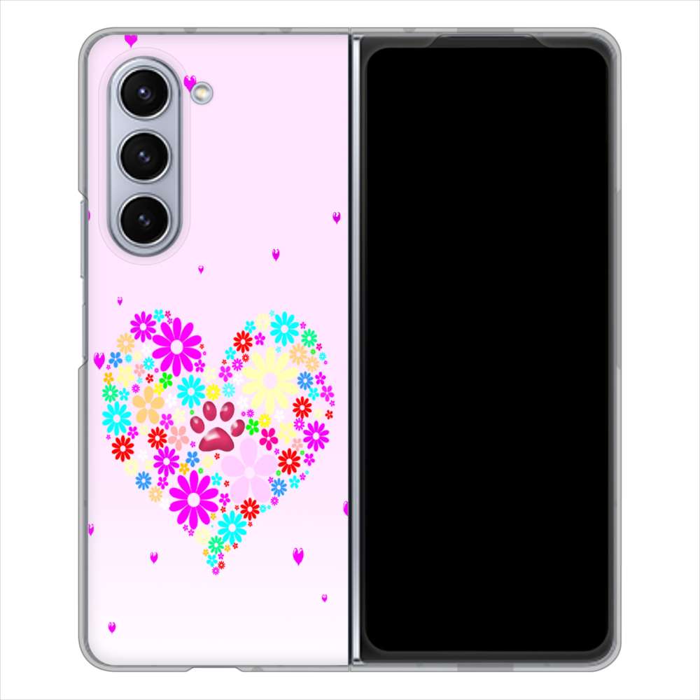 Galaxy Z Fold5 SCG22 au 高画質仕上げ 背面印刷 ハードケースハートと肉球