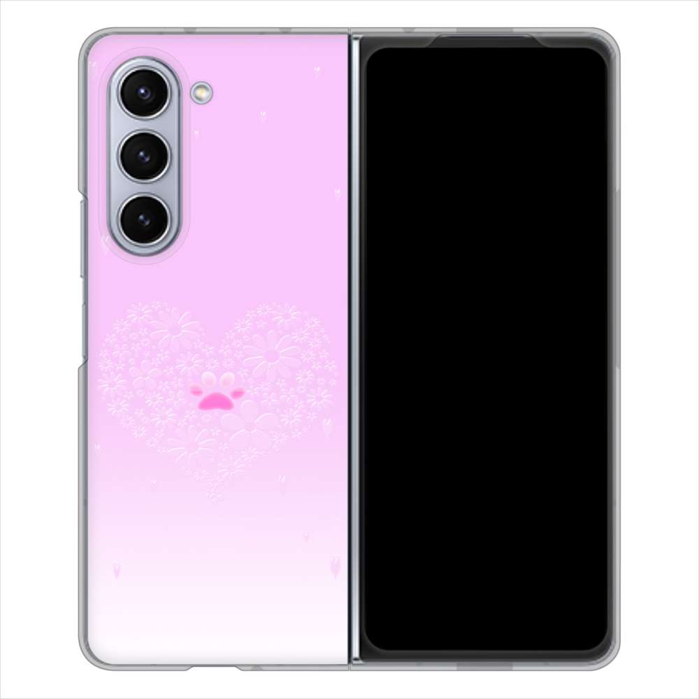 Galaxy Z Fold5 SCG22 au 高画質仕上げ 背面印刷 ハードケースハートと肉球