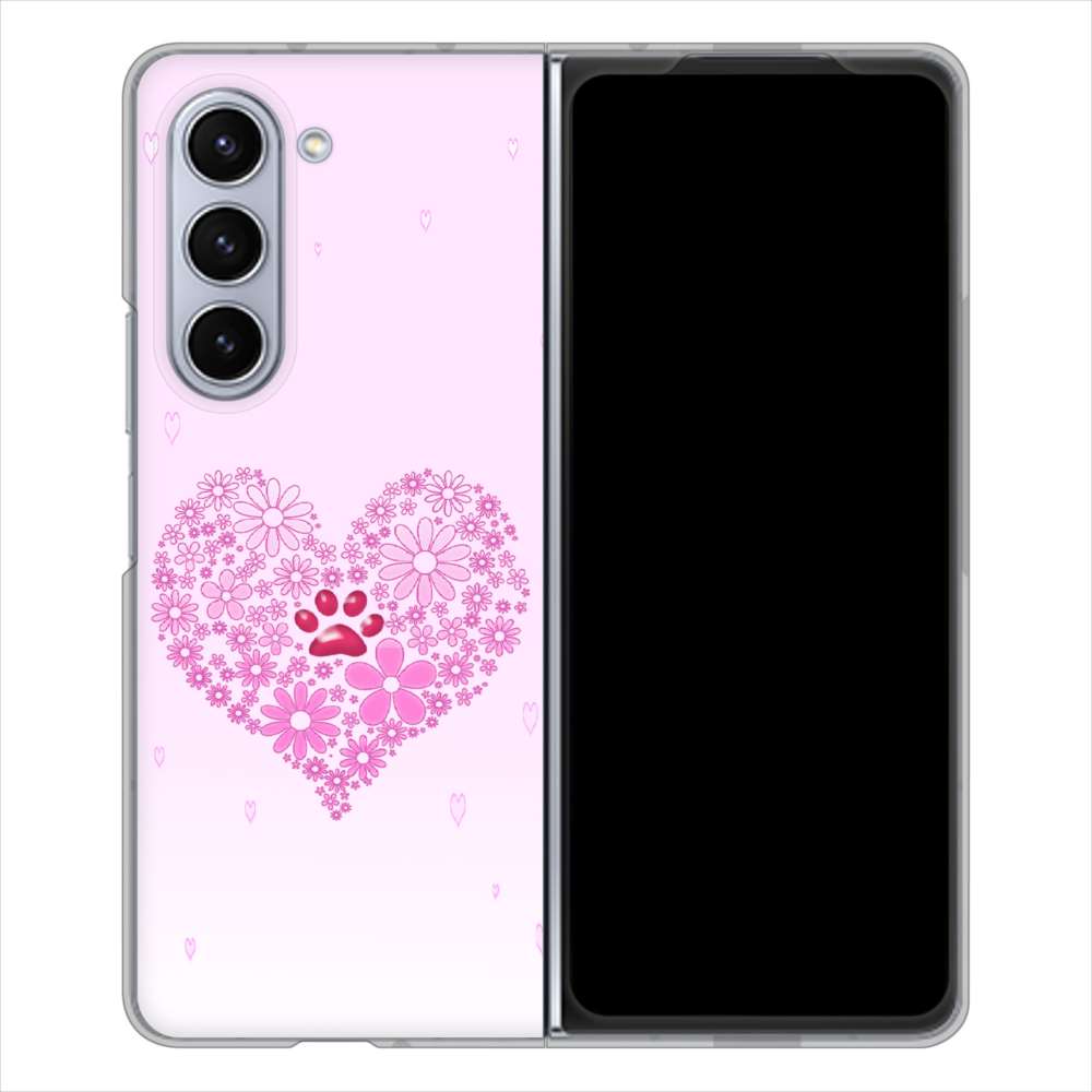 Galaxy Z Fold5 SCG22 au 高画質仕上げ 背面印刷 ハードケースハートと肉球