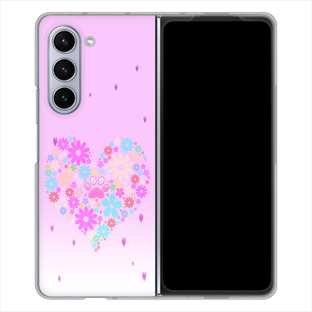 Galaxy Z Fold5 SCG22 au 高画質仕上げ 背面印刷 ハードケースハートと肉球