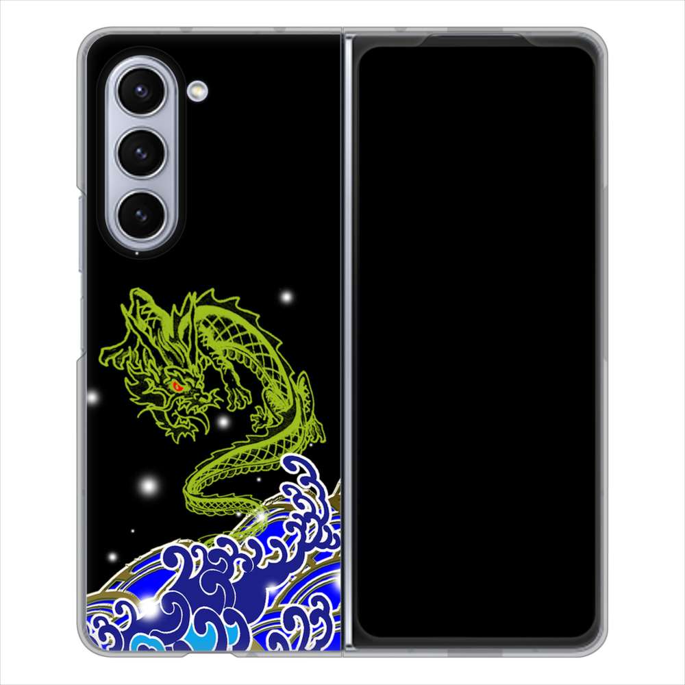 Galaxy Z Fold5 SCG22 au 高画質仕上げ 背面印刷 ハードケース水竜