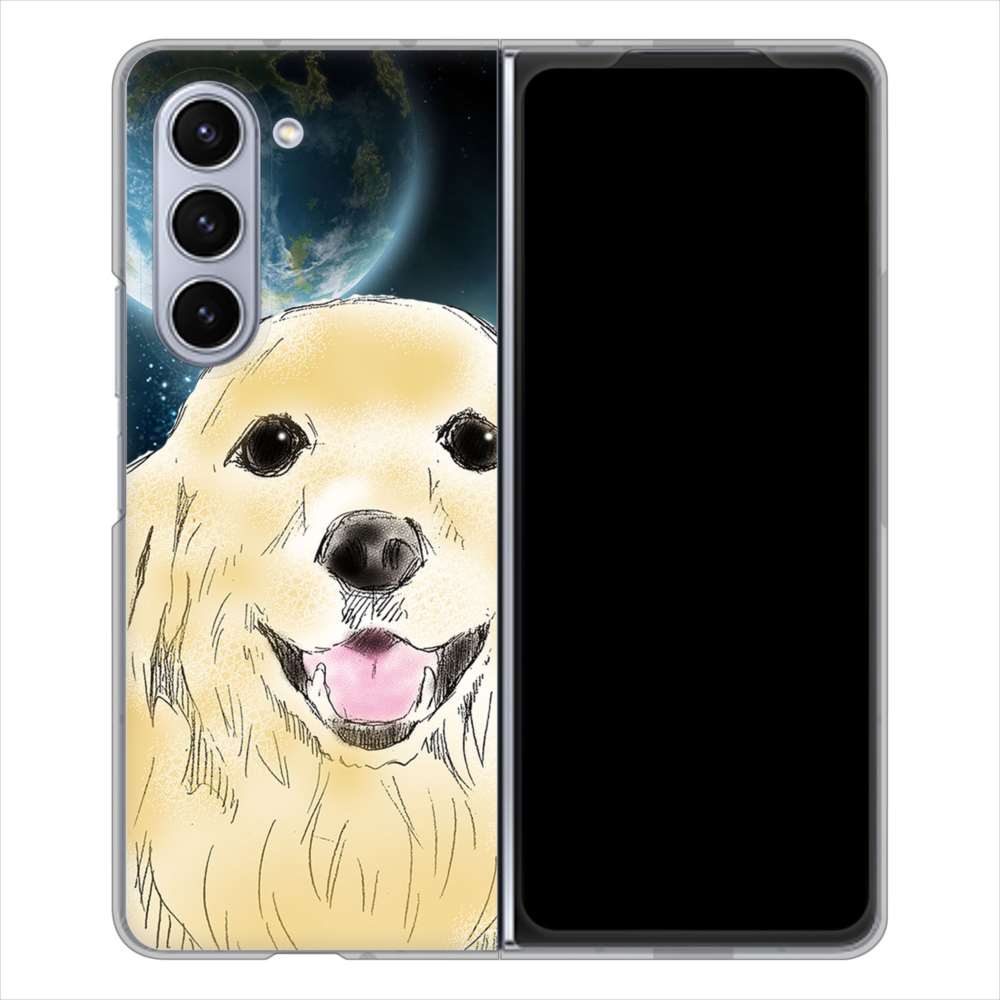 Galaxy Z Fold5 SCG22 au 高画質仕上げ 背面印刷 ハードケースゴールデンレトリバー