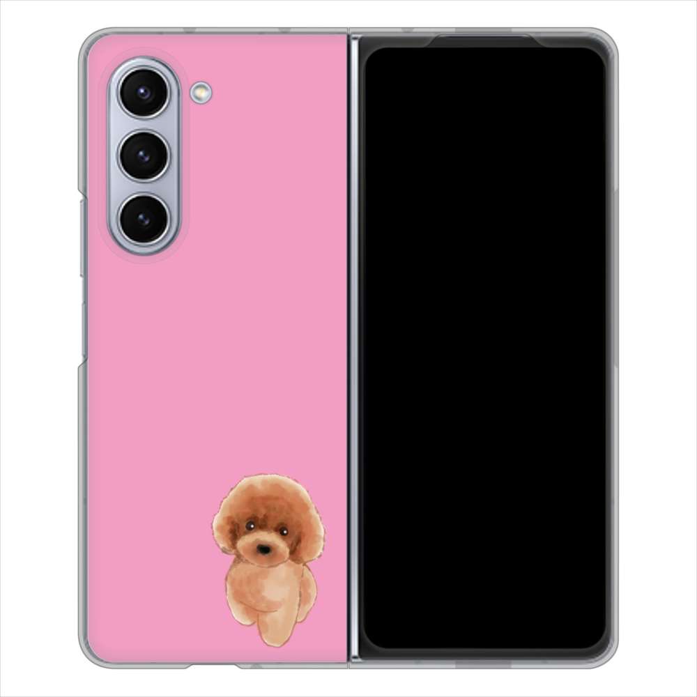 Galaxy Z Fold5 SCG22 au 高画質仕上げ 背面印刷 ハードケーストイプードルレッド
