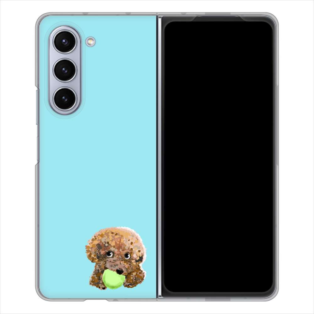Galaxy Z Fold5 SCG22 au 高画質仕上げ 背面印刷 ハードケーストイプードル&ボール