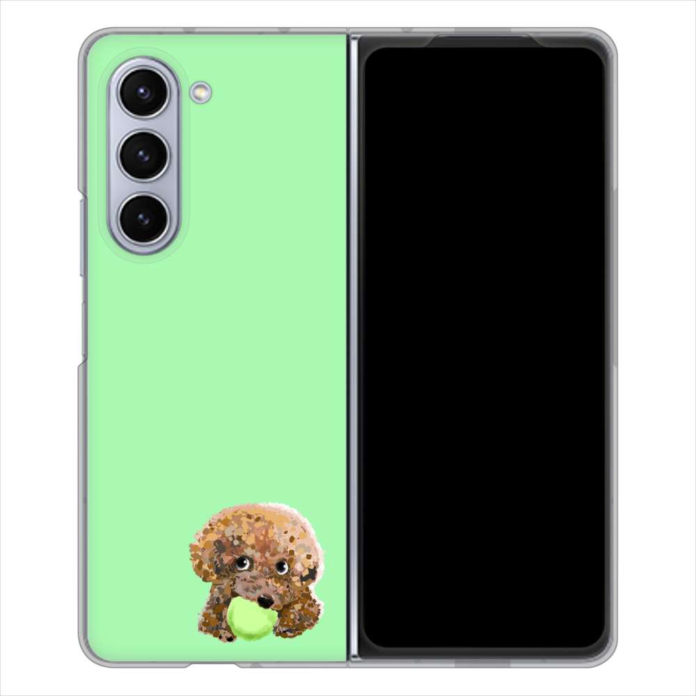 Galaxy Z Fold5 SCG22 au 高画質仕上げ 背面印刷 ハードケーストイプードル&ボール