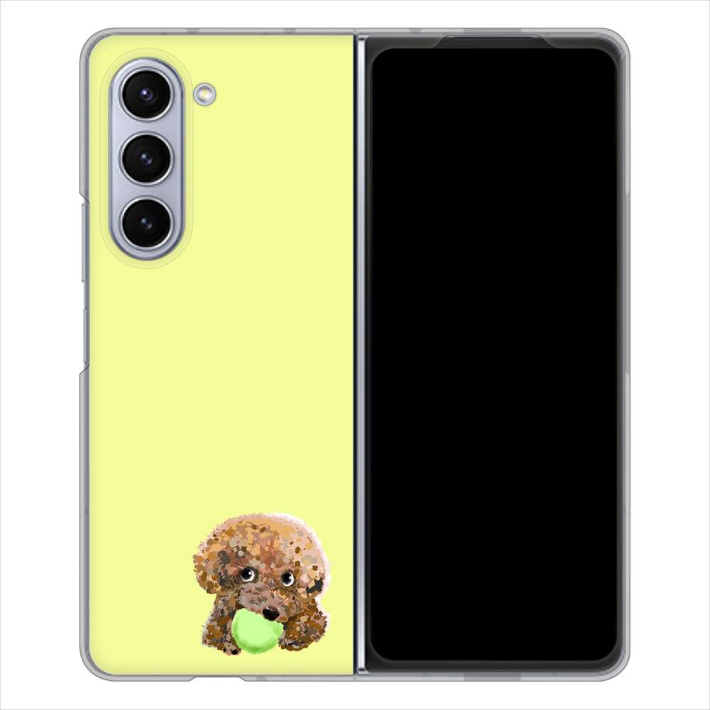 Galaxy Z Fold5 SCG22 au 高画質仕上げ 背面印刷 ハードケーストイプードル&ボール