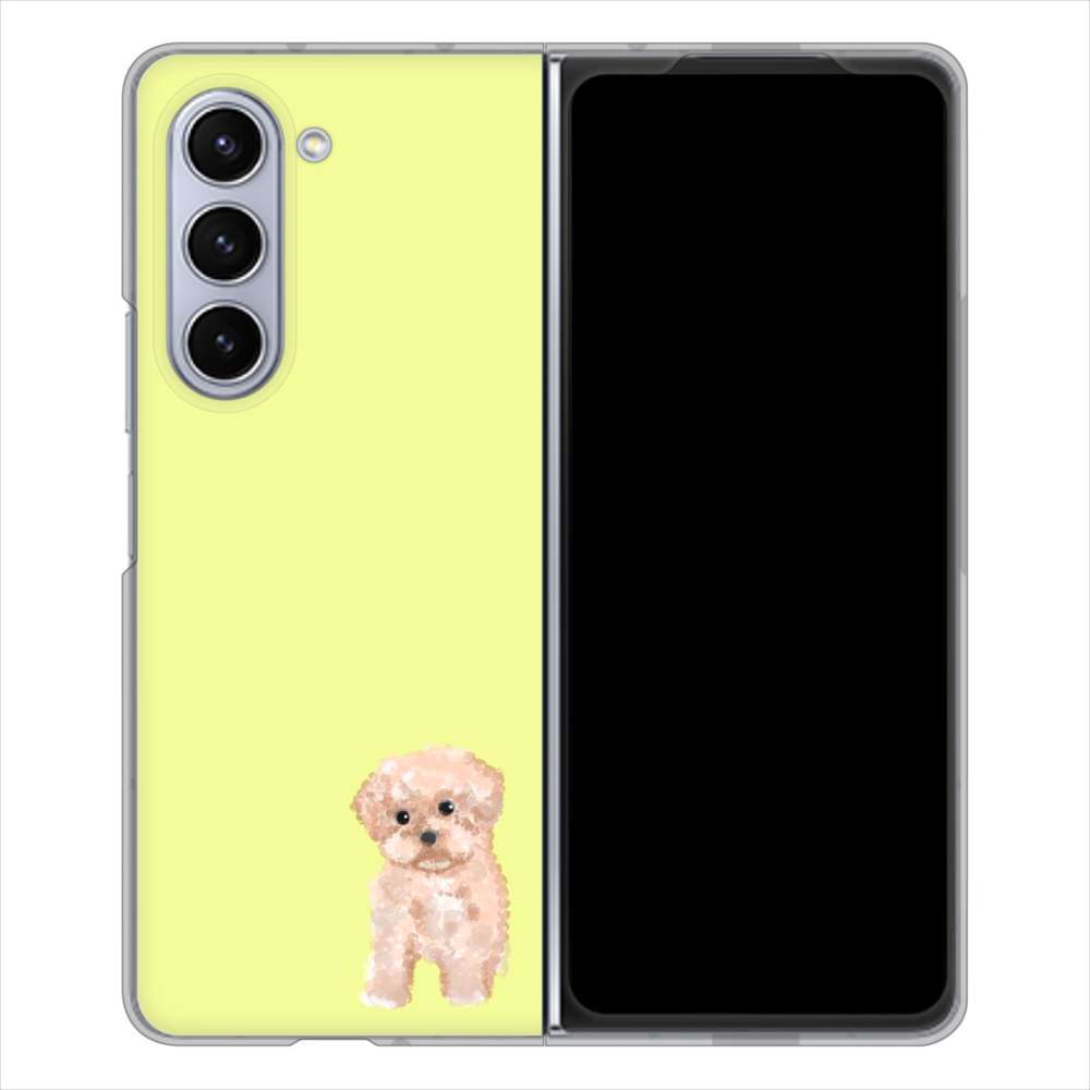 Galaxy Z Fold5 SCG22 au 高画質仕上げ 背面印刷 ハードケーストイプードルアプリコット