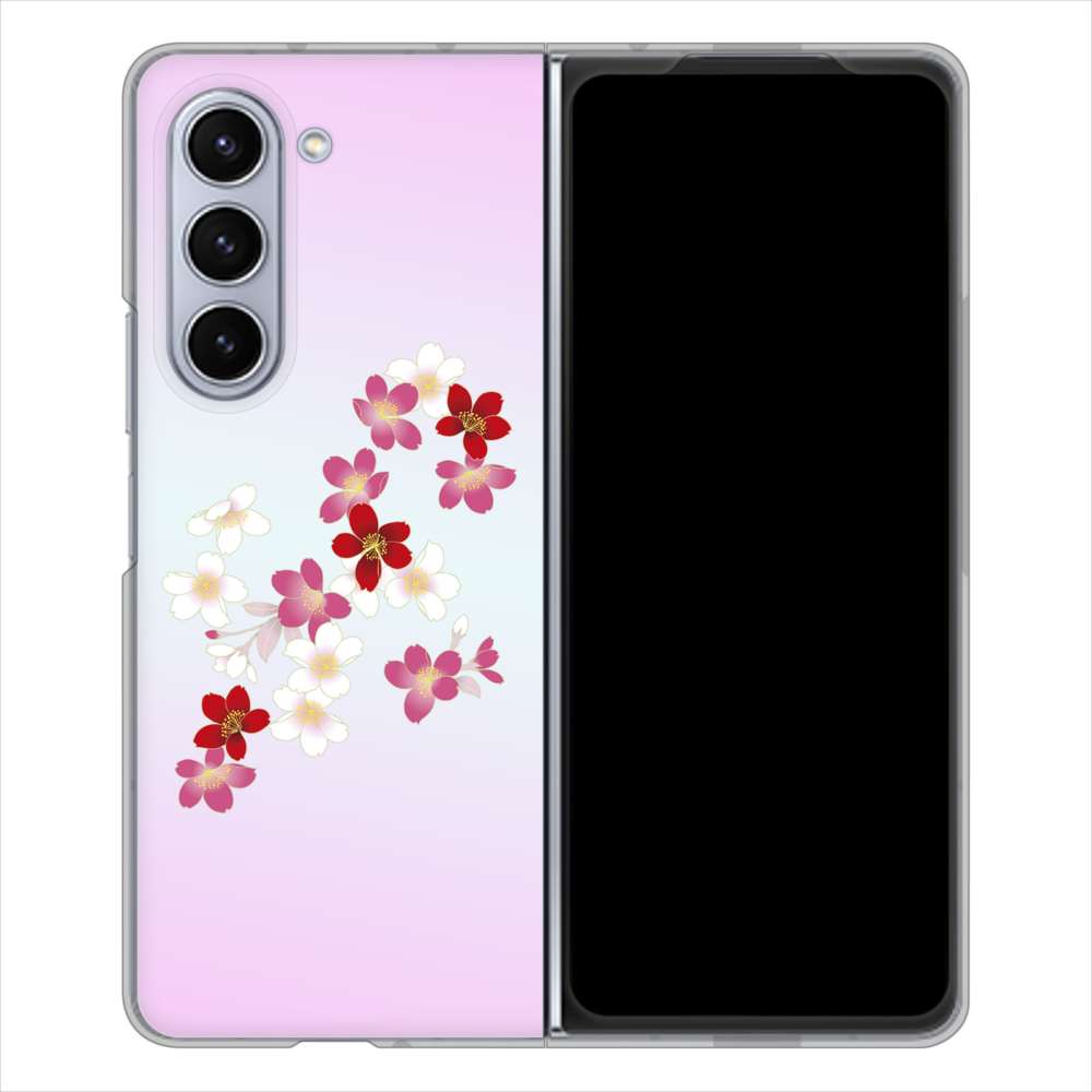 Galaxy Z Fold5 SCG22 au 高画質仕上げ 背面印刷 ハードケース和花柄