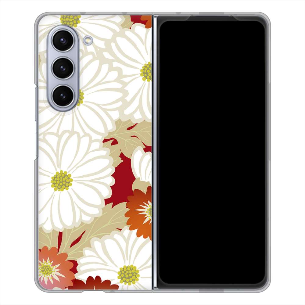 Galaxy Z Fold5 SCG22 au 高画質仕上げ 背面印刷 ハードケース和花柄