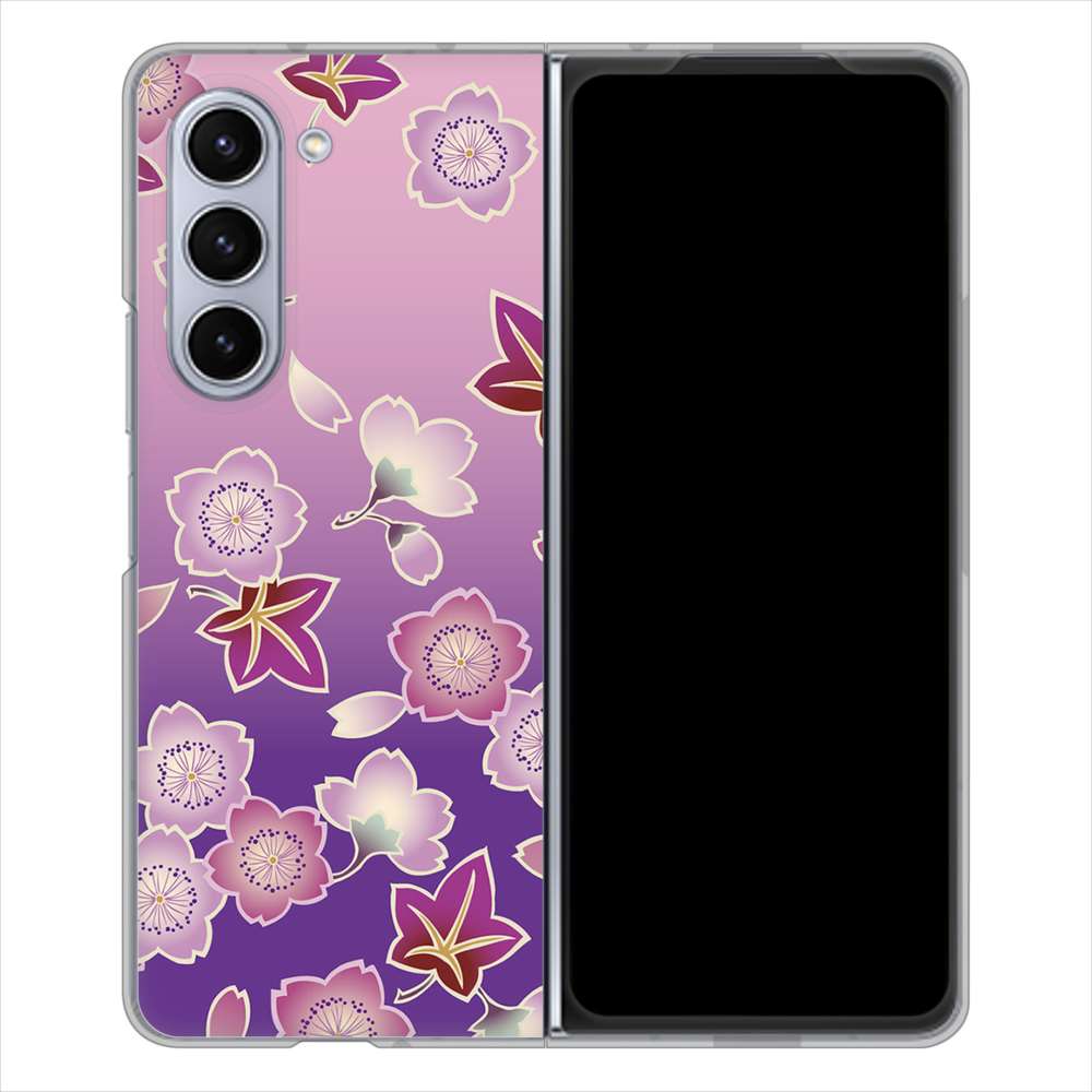 Galaxy Z Fold5 SCG22 au 高画質仕上げ 背面印刷 ハードケース和花柄