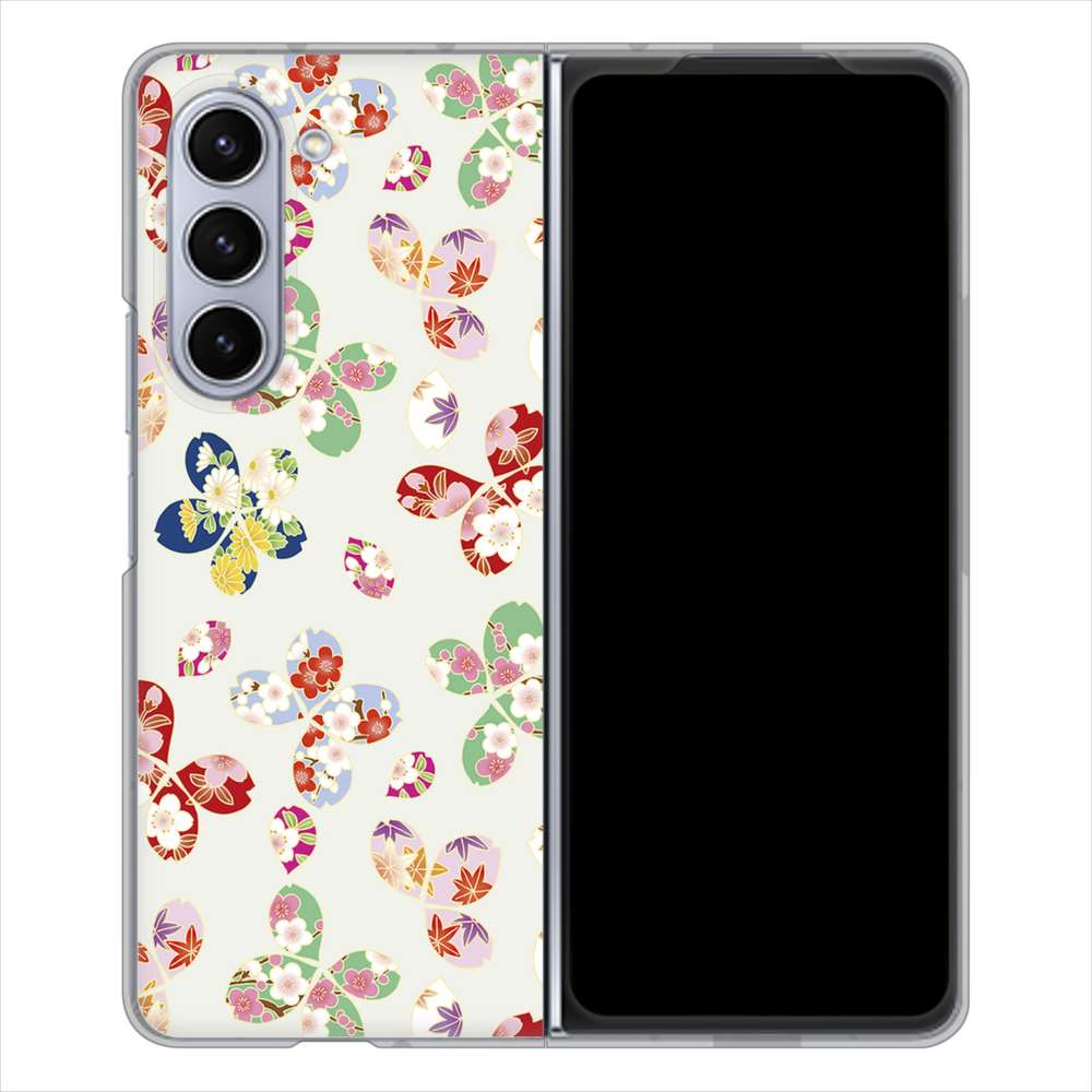 Galaxy Z Fold5 SCG22 au 高画質仕上げ 背面印刷 ハードケース和花柄