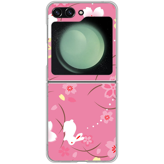 Galaxy Z Flip5 SCG23 au 149 桜と白うさぎ ハードケース 背面印刷