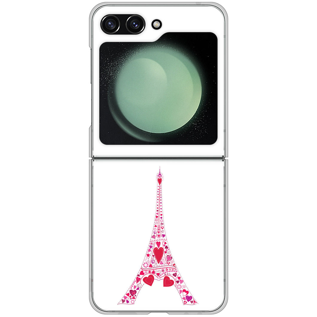 Galaxy Z Flip5 SCG23 au 高画質仕上げ 背面印刷 ハードケースLOVE フランス