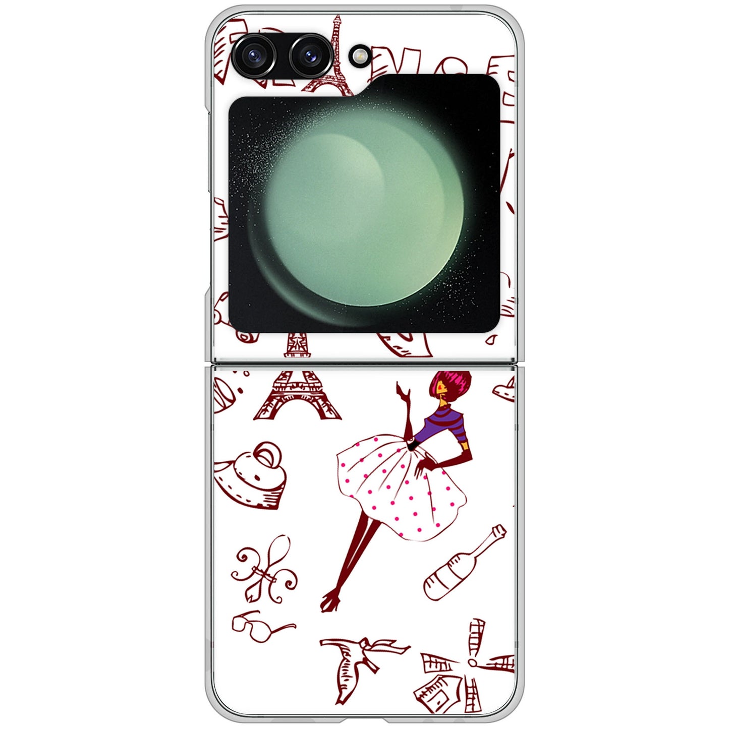 Galaxy Z Flip5 SCG23 au 高画質仕上げ 背面印刷 ハードケースLOVE フランス