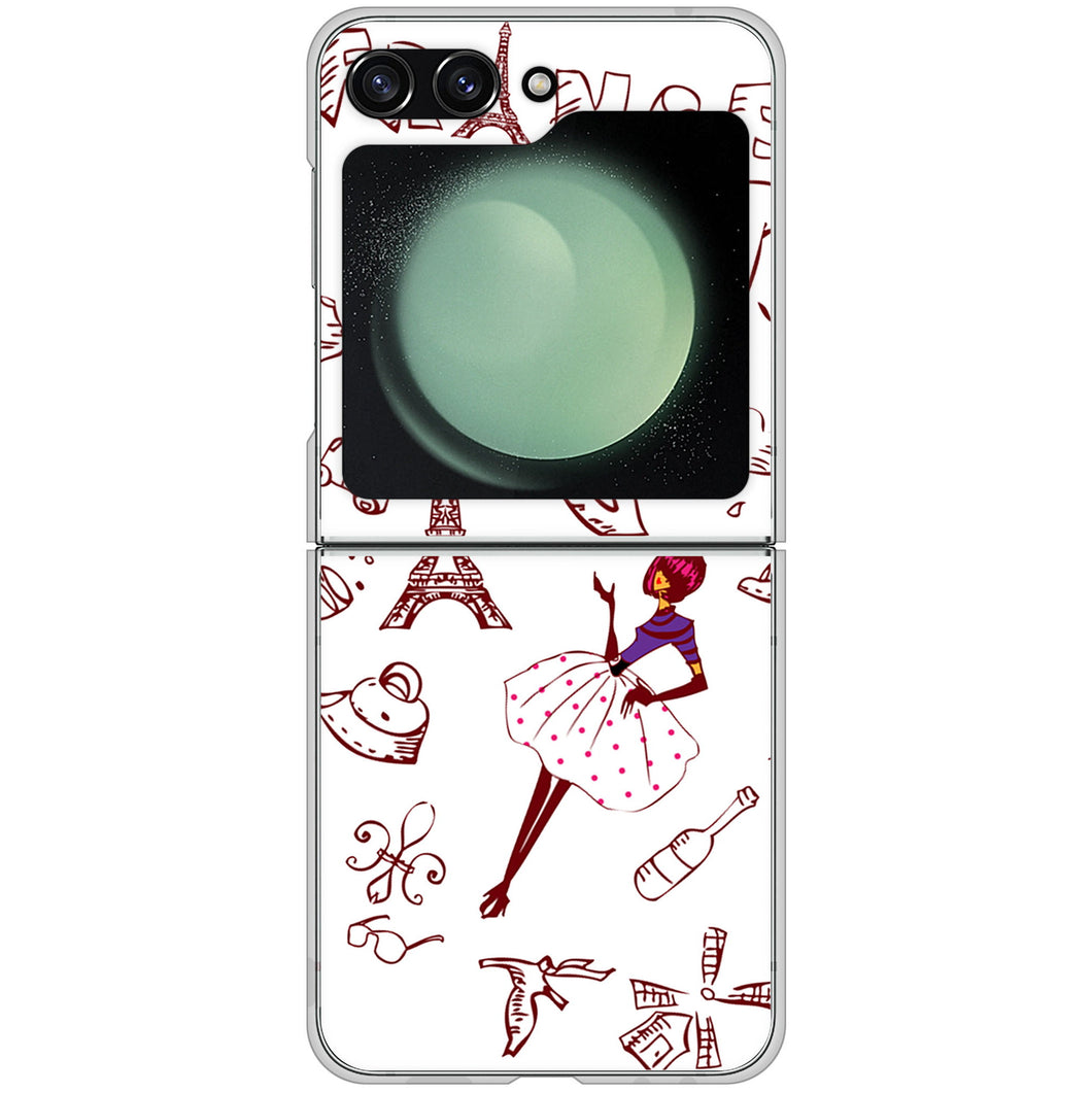Galaxy Z Flip5 SCG23 au 高画質仕上げ 背面印刷 ハードケースLOVE フランス