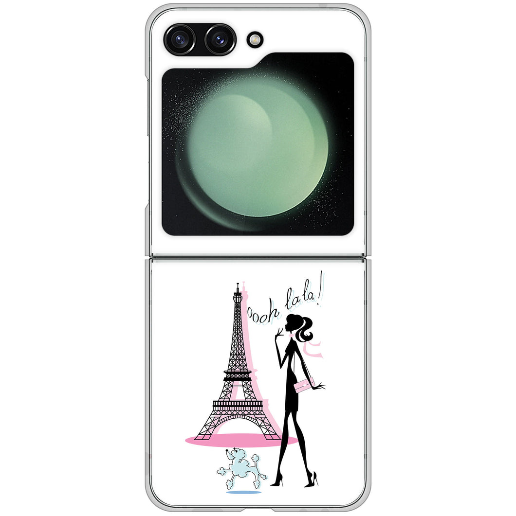 Galaxy Z Flip5 SCG23 au 高画質仕上げ 背面印刷 ハードケースLOVE フランス
