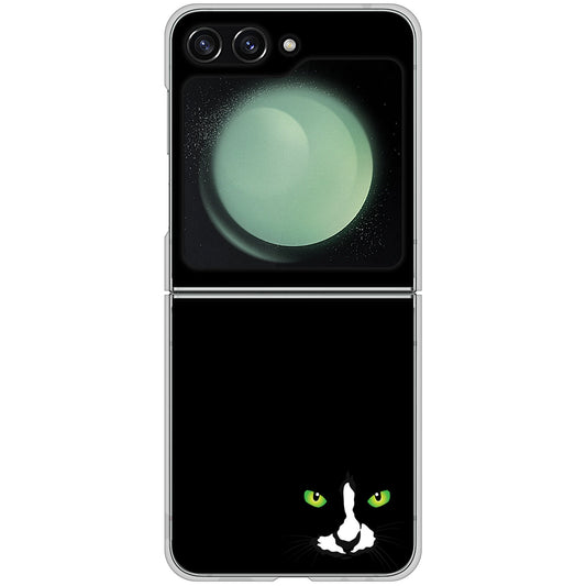 Galaxy Z Flip5 SCG23 au 高画質仕上げ 背面印刷 ハードケース 【398 黒ネコ】