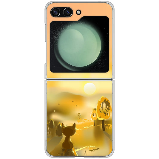 Galaxy Z Flip5 SCG23 au 高画質仕上げ 背面印刷 ハードケース 【400 たそがれの猫】