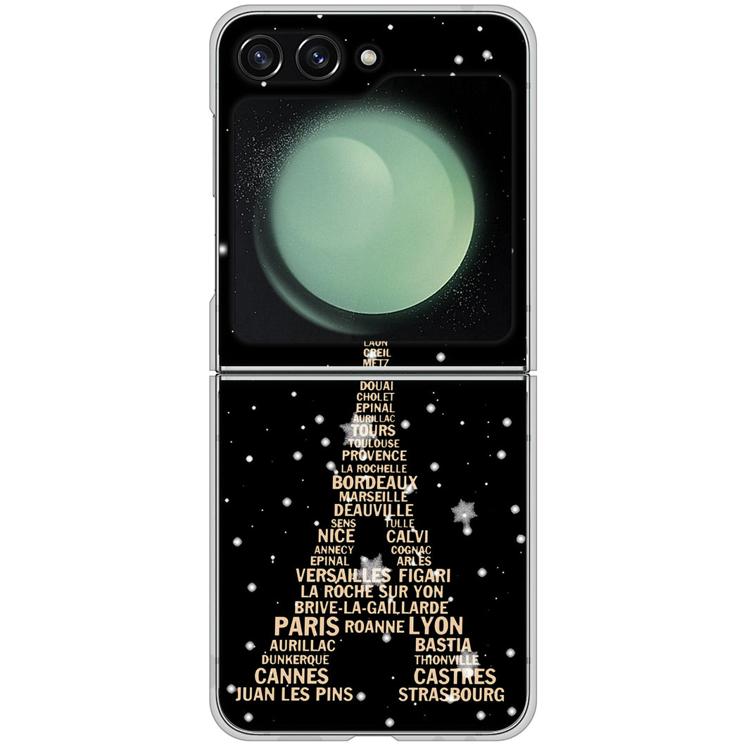 Galaxy Z Flip5 SCG23 au 高画質仕上げ 背面印刷 ハードケースエッフェル塔