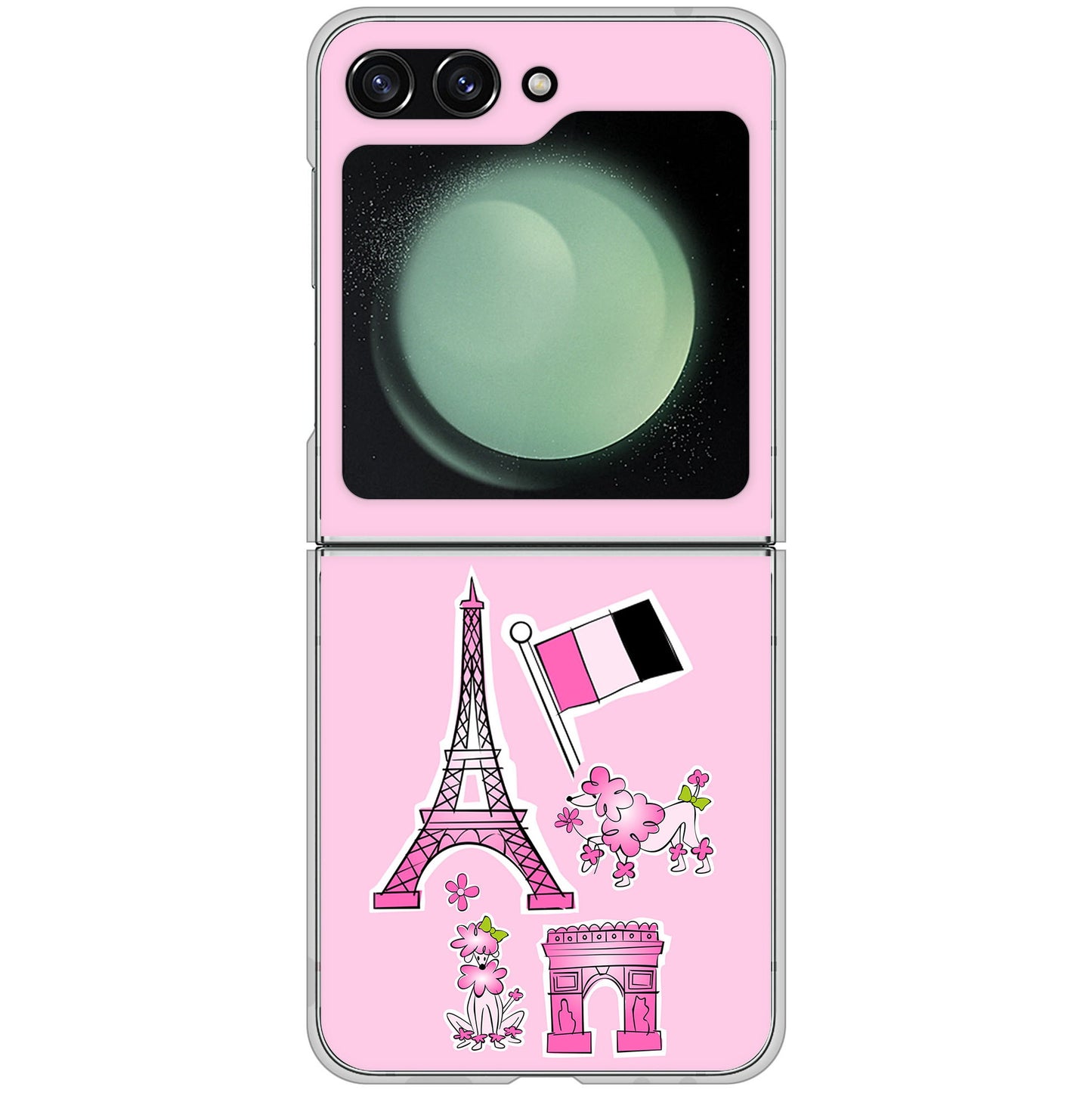 Galaxy Z Flip5 SCG23 au 高画質仕上げ 背面印刷 ハードケースLOVE フランス